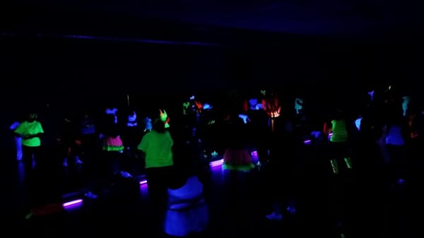 Glow dance party in the new studio.