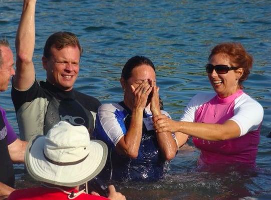 Robinwood baptisms every summer at Mothers' Beach