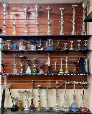 Hookahs by Mya and Khalil Mamoon and other popular brands.