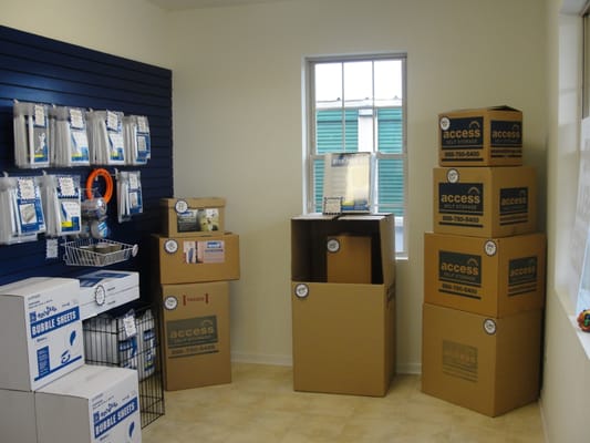 We sell packing supplies and boxes in our lobby.