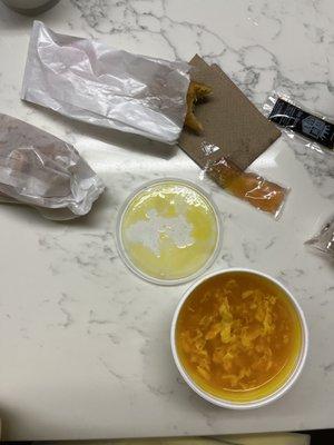 1. Small Egg Drop Soup and 2. Egg Roll