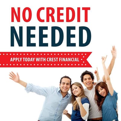 No Credit Needed ~ $0 Down ~ Instant Approvals
http://dealers.crestfinancial.com/Apply/2950