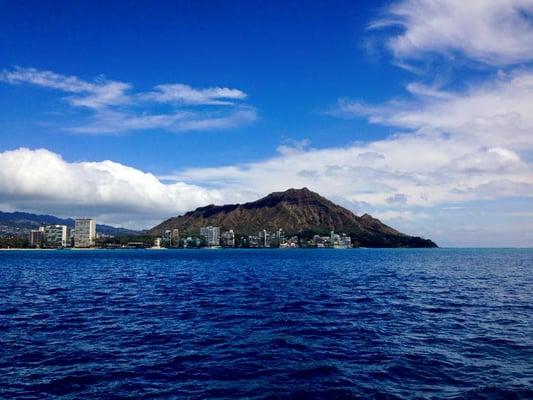 The view from a catamaran in Waikiki