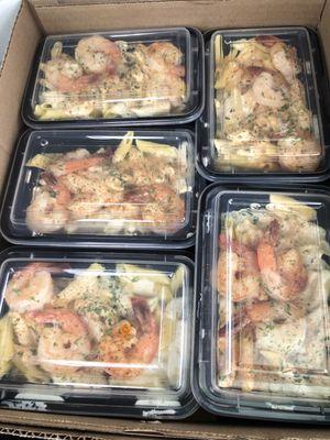 Cajun Shrimp Alfredo! Prepackaged for Drop Off Catering.