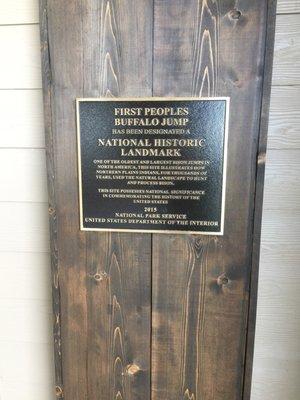 Plaque outside the visitor center.