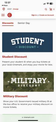 Discounts- Student & Military