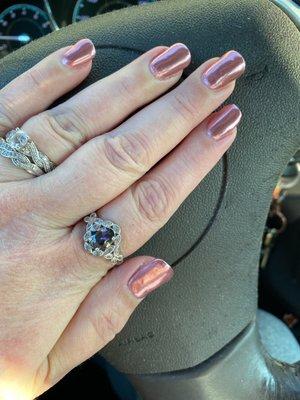 Rose Gold Chrome Manicure