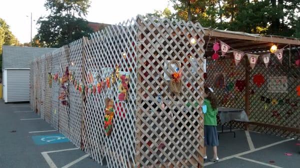 The community sukkah (for celebrating the Biblical holiday of Sukkot, "The Feast of Weeks").