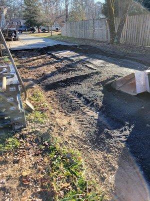 Driveway we recently did in Severn md we widen the driveway and added parking and then graded out with screened asphalt milling's