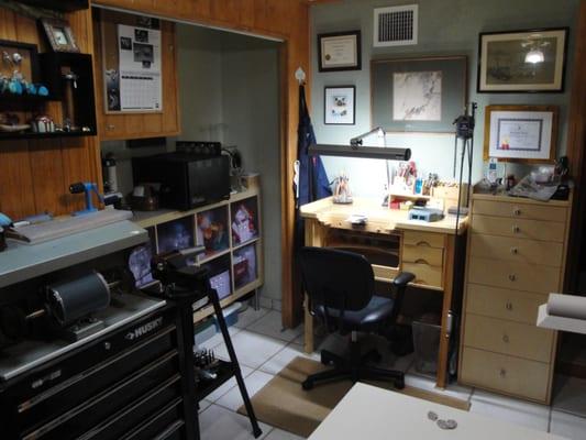 My jeweler's bench in my studio.