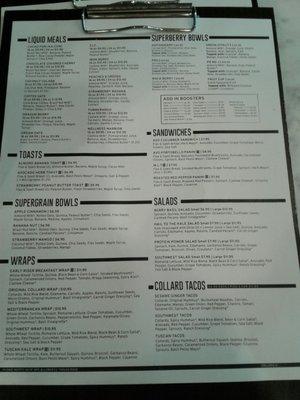 Full menu