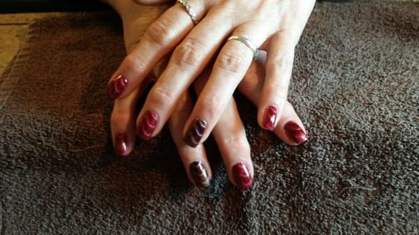 I love my nails! Stacie does a great job. Her shop is clean comfortable and cozy.