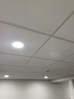 Drop ceiling with lights and heat/ac vent