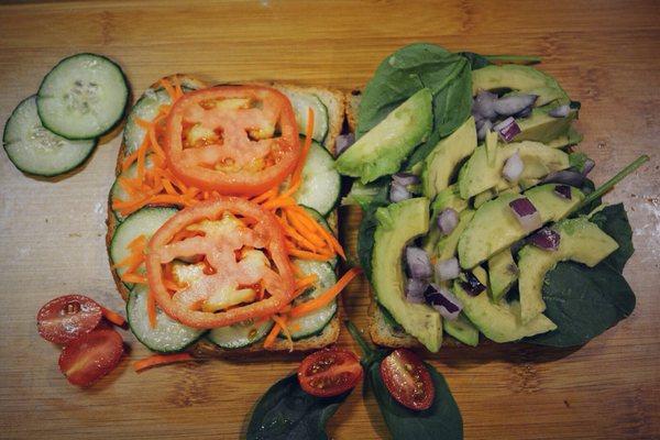 Avocado and cucumber sandwich