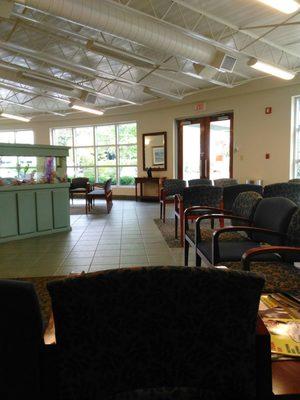 Huge waiting room (more past the fish tank)