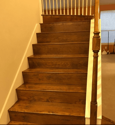 New Staircase - replaced carpet with laminate, engineered hardwood, or PVC vinyl plank