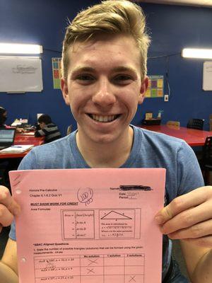 High school student scored 100% in precalculus honors. Thanks to U.S. Best Tutors