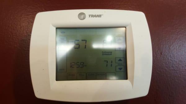 It's the middle of winter and the dining room temp is set at 67° degrees!  Really?!! And Brrrrrrr!