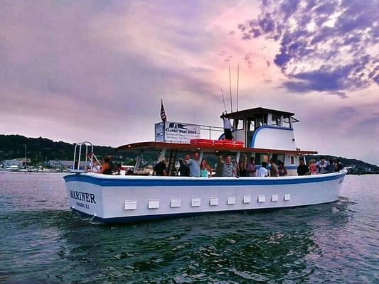 40th Birthday Party Charter.  Sunset cruise aboard CBR's Chesapeake Bay Built Classic Wooden boat MARINER.