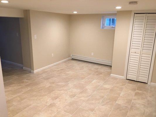 Finished basement we project managed for a property management client.