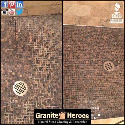 Marble Shower Floor Grout Staining Restoration