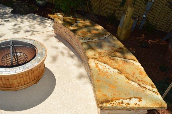 Concrete Bench Seat with natural rock edge