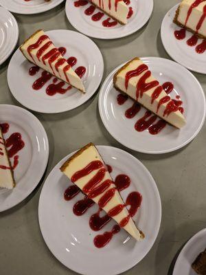 Cheescake with Strawberry drizzle dessert from Applause Dessert Catering