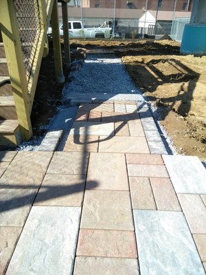 Walkway at Clipper Magazine Stadium for the picnic area.  Hardscape and landscape contractor for Lancaster PA