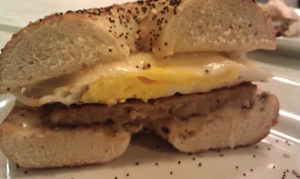 Sausage, egg and cheese on everything.