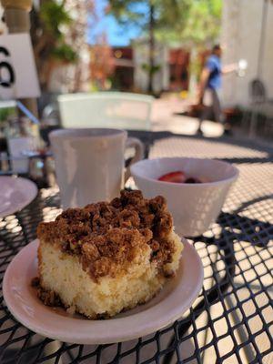 Complimentary coffee cake and fruit cup with Sunday brunch