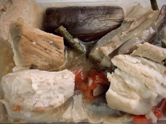 "Sinigang na baboy" or vinegar based pork stew with vegetables. This one order served five people.