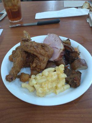 Mac & Cheese, Fried  Chicken,  Pot Roast with Carrots and Potatoes,  Ham,  Meatloaf (Just a Sample Plate)