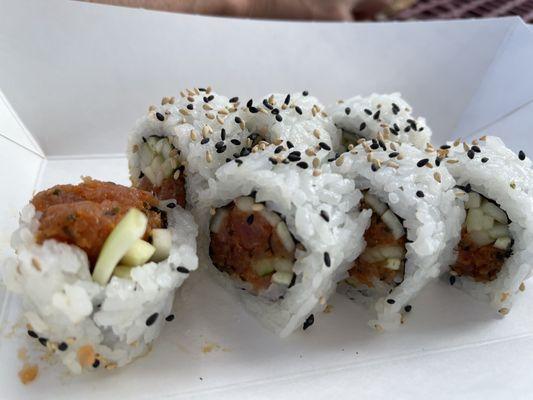 Spicy tuna roll (8pc - ate one before pic)