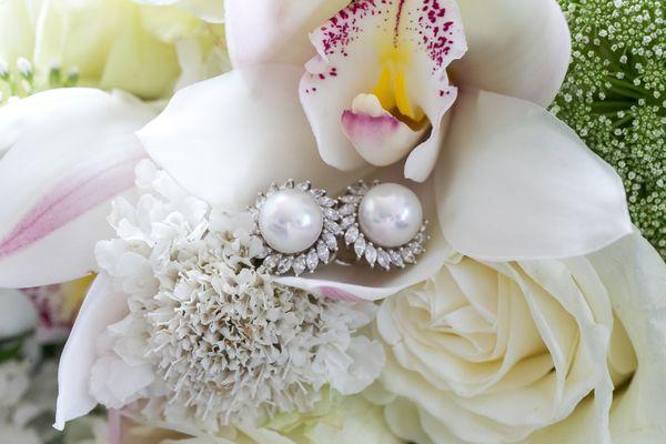 earrings and bouquet