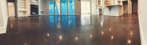 New construction polished floors with dye.