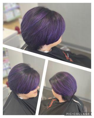 Black to purple ombré  on short hair