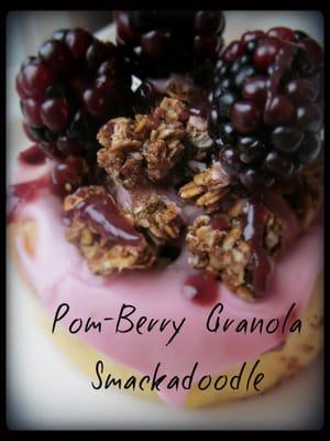 Pomegranate frosting, blackberries & granola make up this Smackadoodle