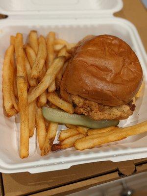 Hot chicken sandwich, sub fries for chips