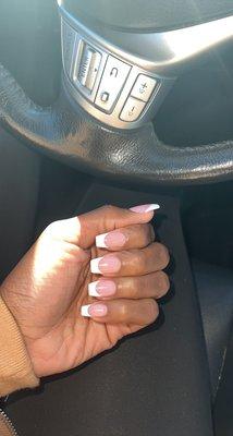 French Manicure on short coffin nails