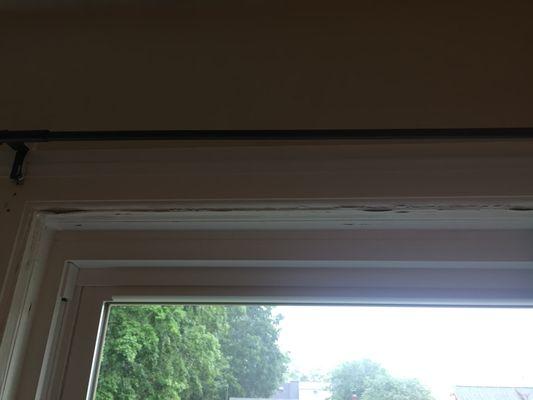 Water damage to the window casing