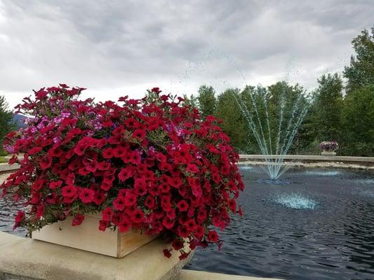 The fountain and flowers set the stage for your guests to relax and enjoy each other's company.