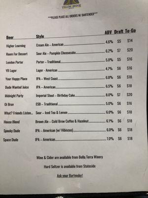 Tap list 11/26/23 (not many can options)