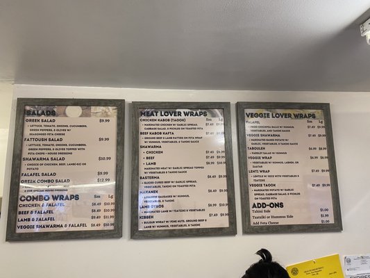 The menu