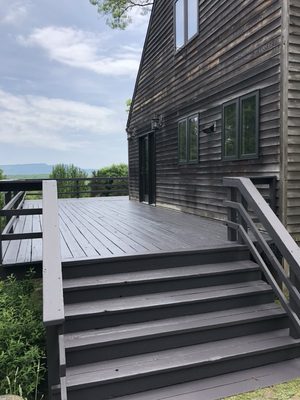 Solid body deck stain on cedar decking And Railings