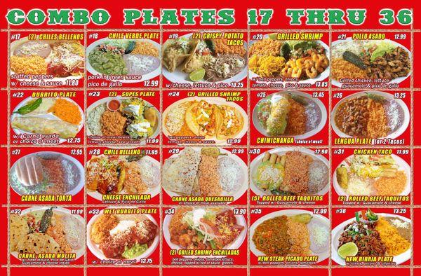 Selection of combination plates especially  #36  birria plate