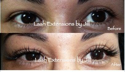 Eyelash Extensions before and after