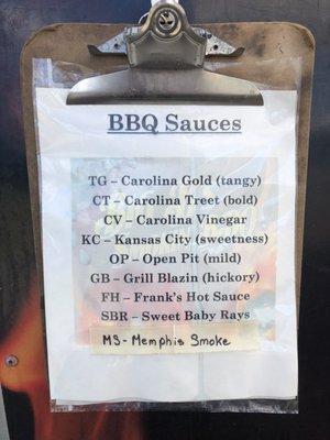 A selection of BBQ sauces to choose from