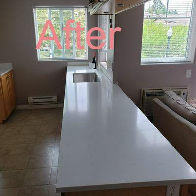 After installation-EleQuence Cypress White Quartz from @EleMar Oregon Granite & Marble