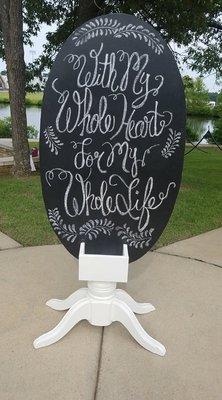 Oval standing chalkboard sign