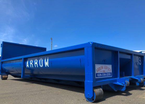 10 cubic yards (8' wide x 18' long x 2' height) 
  This dumpster is designed for material such as: concrete, brick, tile, sand and asphalt.